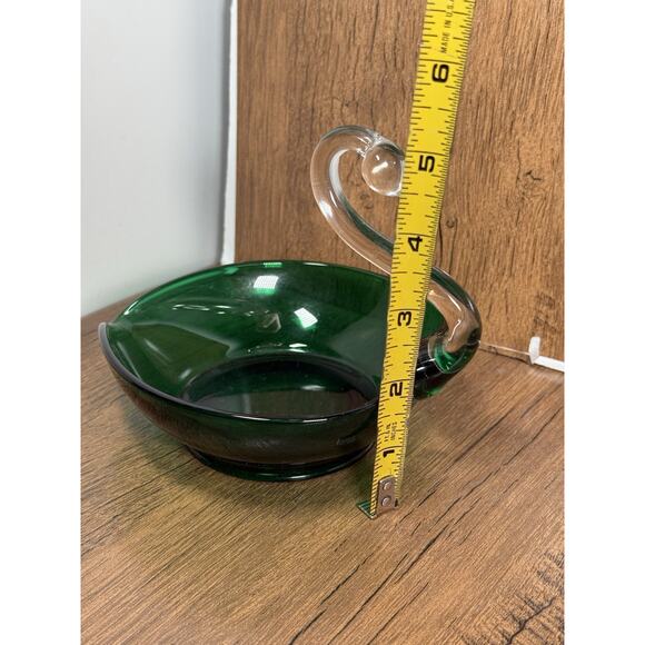 Vintage Martinsville Viking Glass Emerald Green Swan Candy Dish - Picture 2 of 4